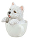 Realistic White Westie Dog in Teacup Statue 6"H Pet Pal West Highland Terrier