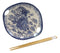 Blue Feng Shui Dragon Small Appetizer Coupe Plate Flat Bowl With Chopsticks Set