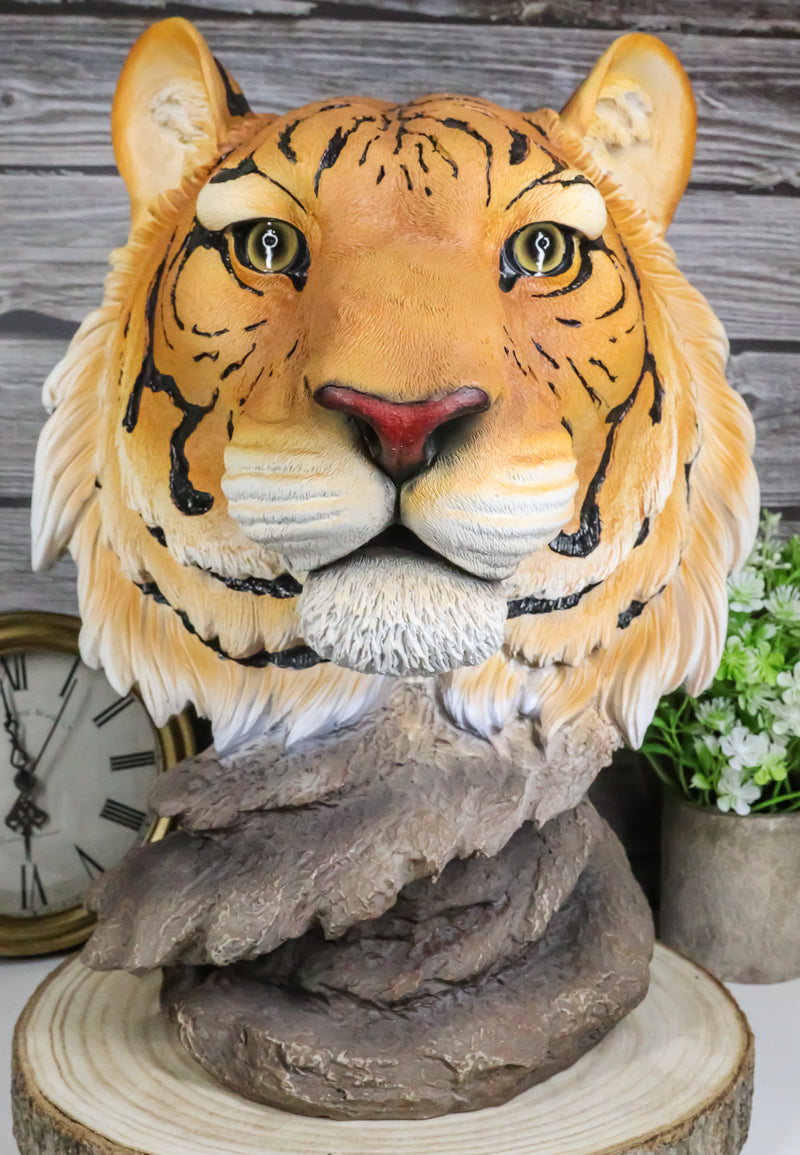 15"Tall Large Siberian Orange Bengal Tiger Head Bust Desktop Plaque Figurine