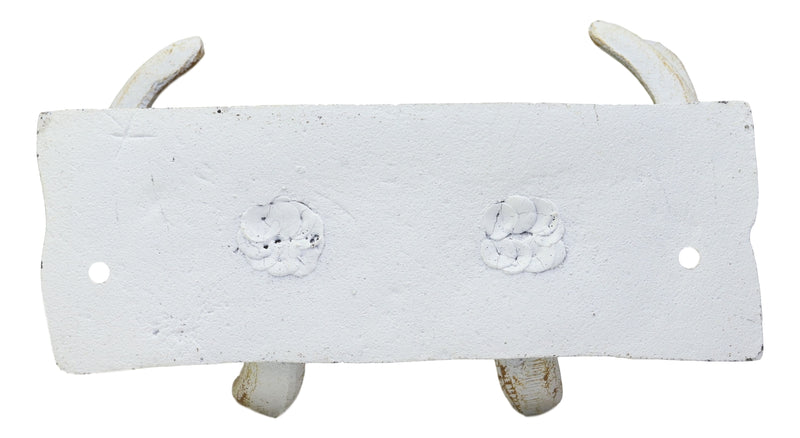 Ebros Cast Iron Vintage White Western Rustic Stag Deer Trophy Antler Rack Wall Hooks