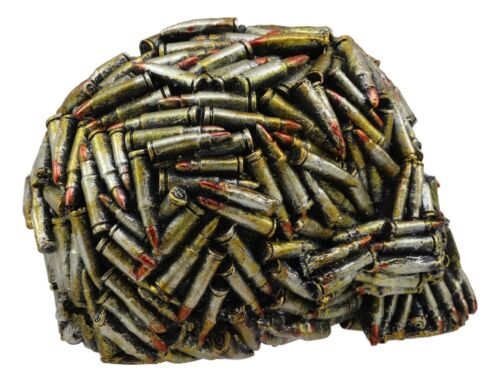 Ebros World War Bullet Shell Casings Skull Statue 6.5'L Skulls Figurine