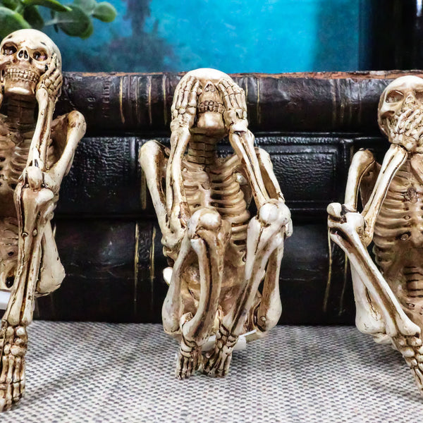 See No Evil Hear No Evil Speak No Evil Skeletons Shelf Sitter 3.75