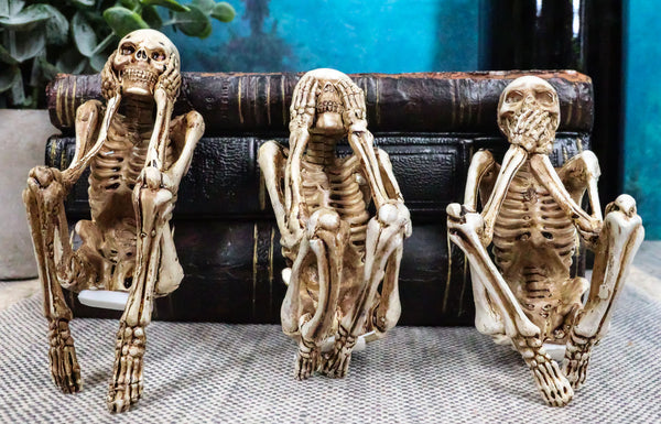 See No Evil Hear No Evil Speak No Evil Skeletons Shelf Sitter 3.75