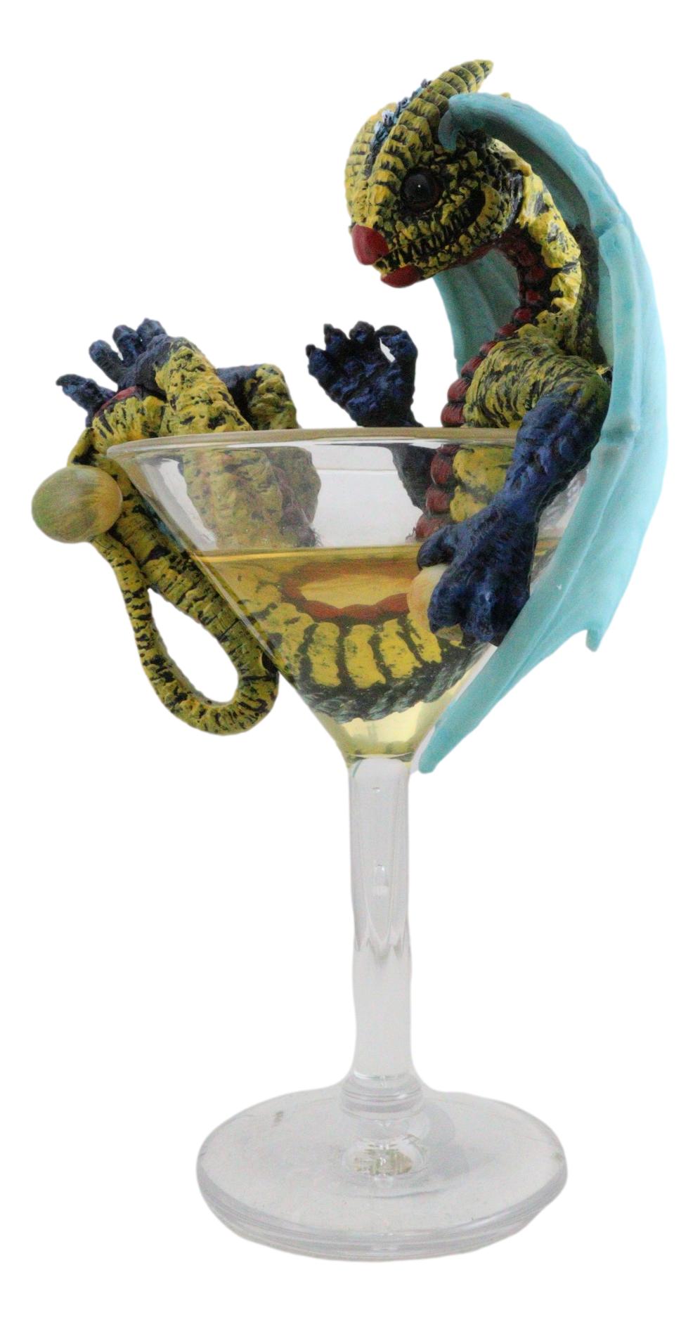 Ebros Drunken Beverage Spirit Dragon Statue 7.75" Tall Figurine (Martini Dragon) - Ebros Gift