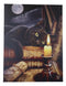 Witching Hour Black Cat By Candle And Spellbooks Wood Framed Canvas Wall Decor