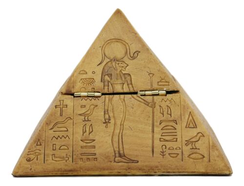 Egyptian Wonder Pyramid Hinged Jewelry Box Figurine Decorative Trinket Storage