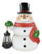 Ebros Merry Christmas Frosty The Snowman Statue With Colorful Solar LED Light Lantern