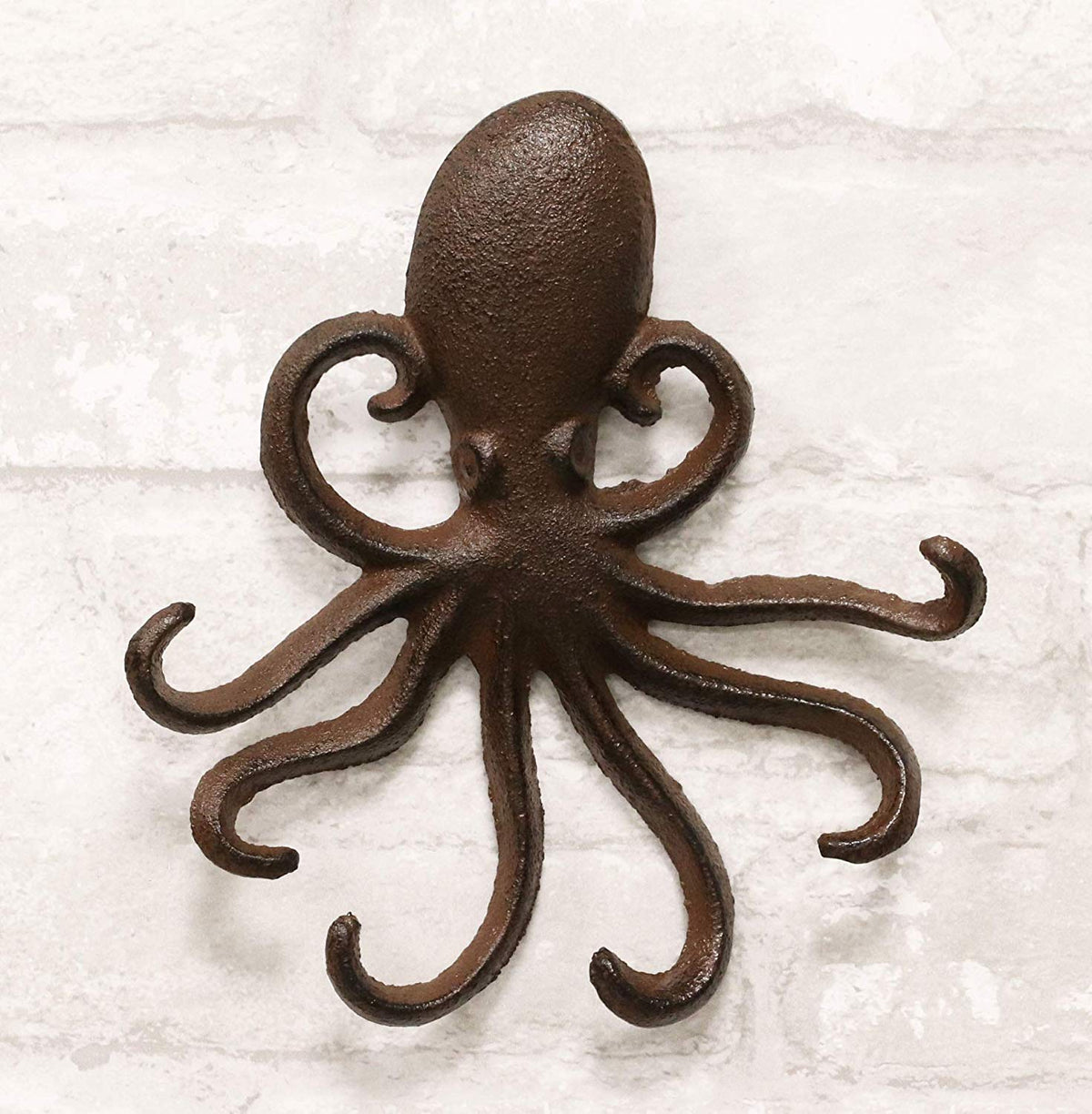 6.5"H Cast Iron Nautical Sea Octopus Wall Hook Cthulhu Kraken In Rustic Bronze - Ebros Gift
