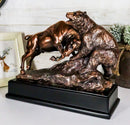 Ebros Wall Street Charging Bull Goring Bear Bronze Electroplated Figurine