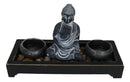 Meditating Gautama Buddha Zen Garden Kit With Pebbles And Candle Holder Barrels