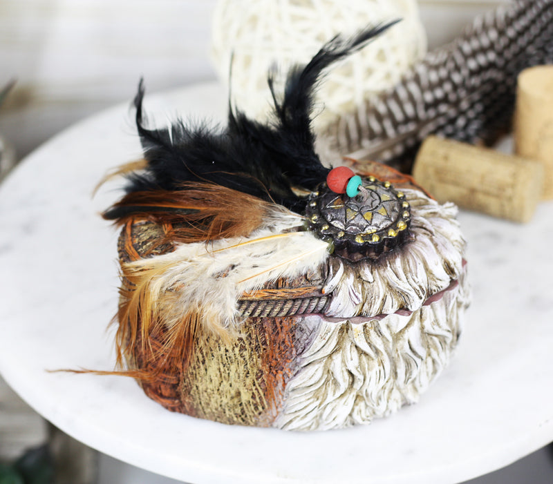 Southwestern Indian Dreamcatcher Feathers And Sun Medallion Decorative Box