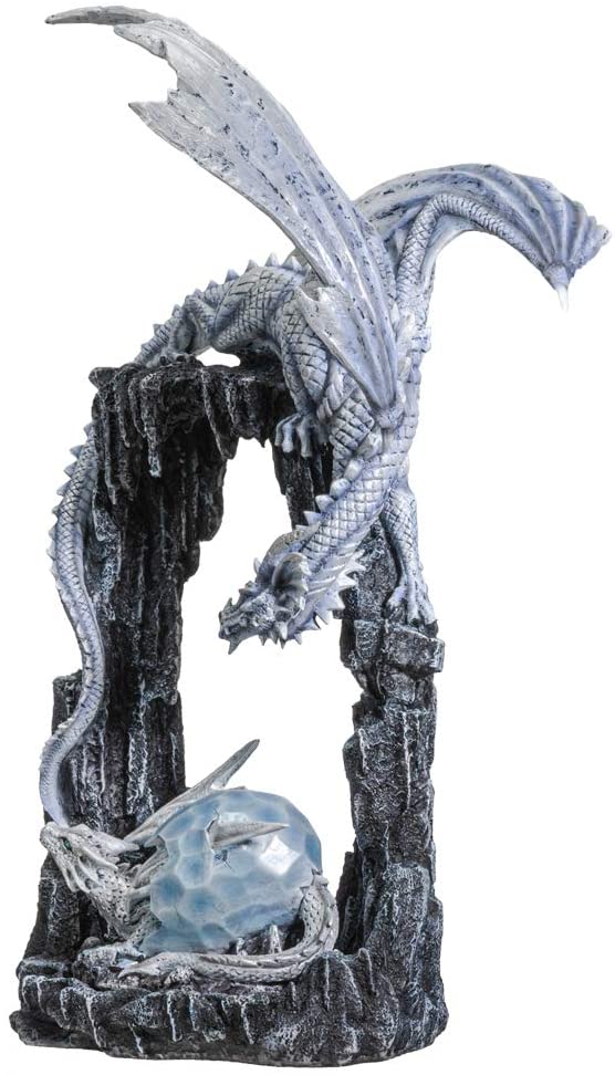 Ebros Ice Dragon Mother and Baby Hatchling in Egg Statue Decor Figurine 20"H