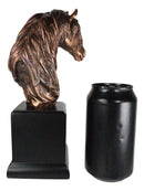Rustic Western Long Mane Horse Stallion Head Bust 9"H Figurine With Trophy Base