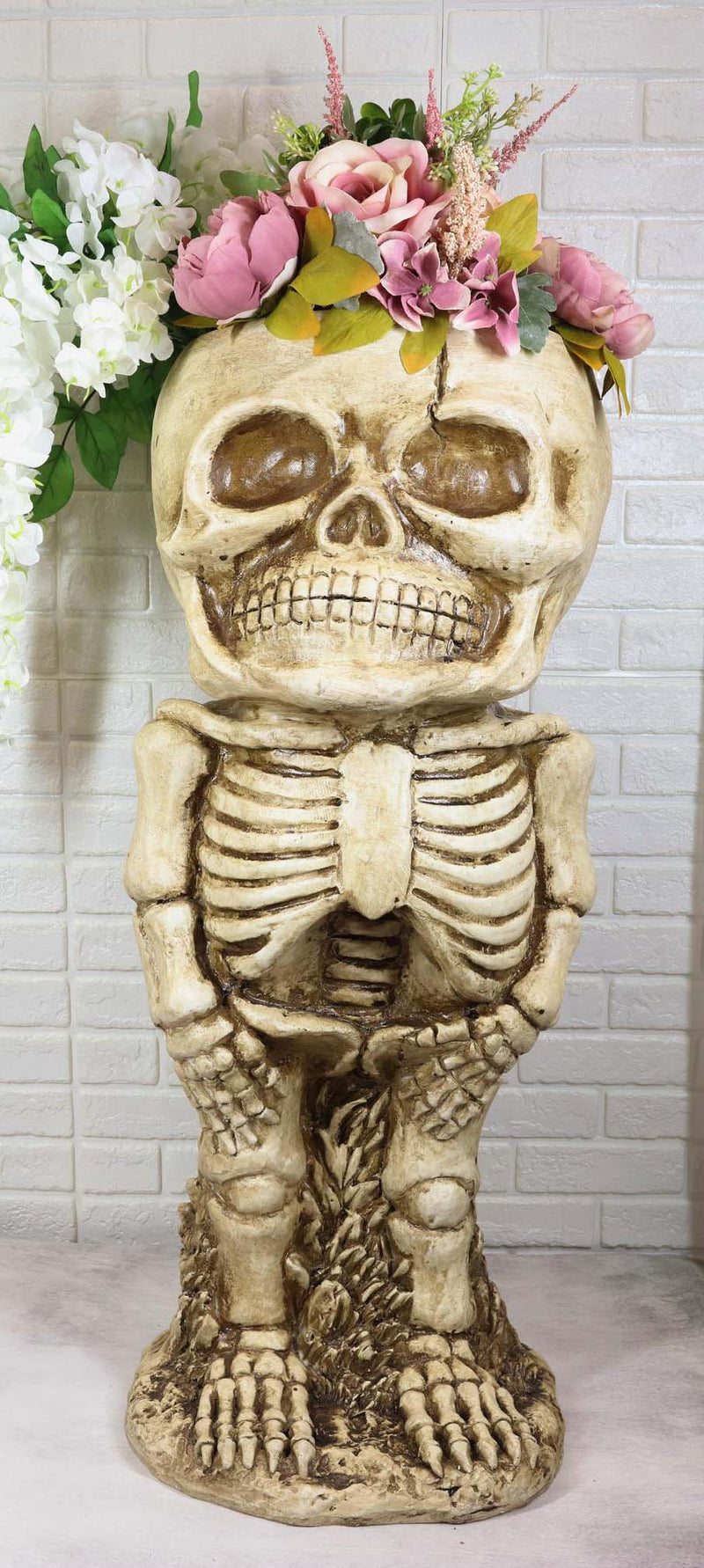 skeleton pot plant Large Grinning Baby Skeleton Skull Floral Nursery Plant Planter Bowl P– Ebros Gift