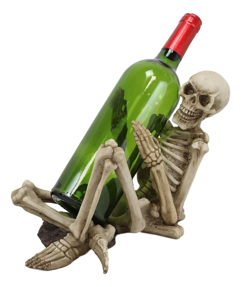 Ebros Gift Grinning Horny Skeleton Humping Wine Bottle Holder Statue 10.25" Long
