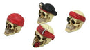 Ebros Set of 4 Skeleton Pirate Captain Marauders Caribbean Sea Terrors Skulls Figurine