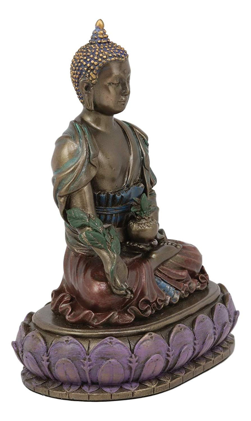 Ebros Akshobhya Bhaiṣajyaguru Medicine Buddha of Healing and Purity Meditating Figurine in Faux Bronze Patina for Home Altar Zen Decoration Eastern Enlightenment Amitabha Buddhist Statue Feng Shui
