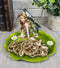 Ebros Gift Green Absinthe Fairy Kneeling On Lotus Petal Soap Dish Figurine Jewelry Dish Plate Vanity Decor 6.25" Long