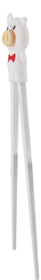 White Porky Pig Reusable Training Chopsticks Set With Silicone Helper BPA Free