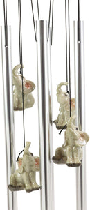 Safari Savanna Elephant Family Bonding Time Figurine Crown Top Wind Chime Decor