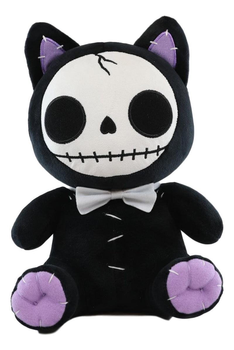 Ebros FurryBones Black Voodoo Kitten Cat With Bowtie Plush Toy Collectable 10"H