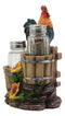 Ebros Sunflower Farm Crowing Rooster Standing On Fence By Old Fashioned Wooden Buckets Glass Salt And Pepper Shakers Holder Figurine 6.5"H Chicken Country Western Decorative Sculpture