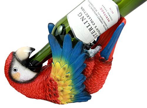 Rio Rainforest Jungle Red Scarlet Macaw Parrot Wine Bottle Holder Caddy Figurine