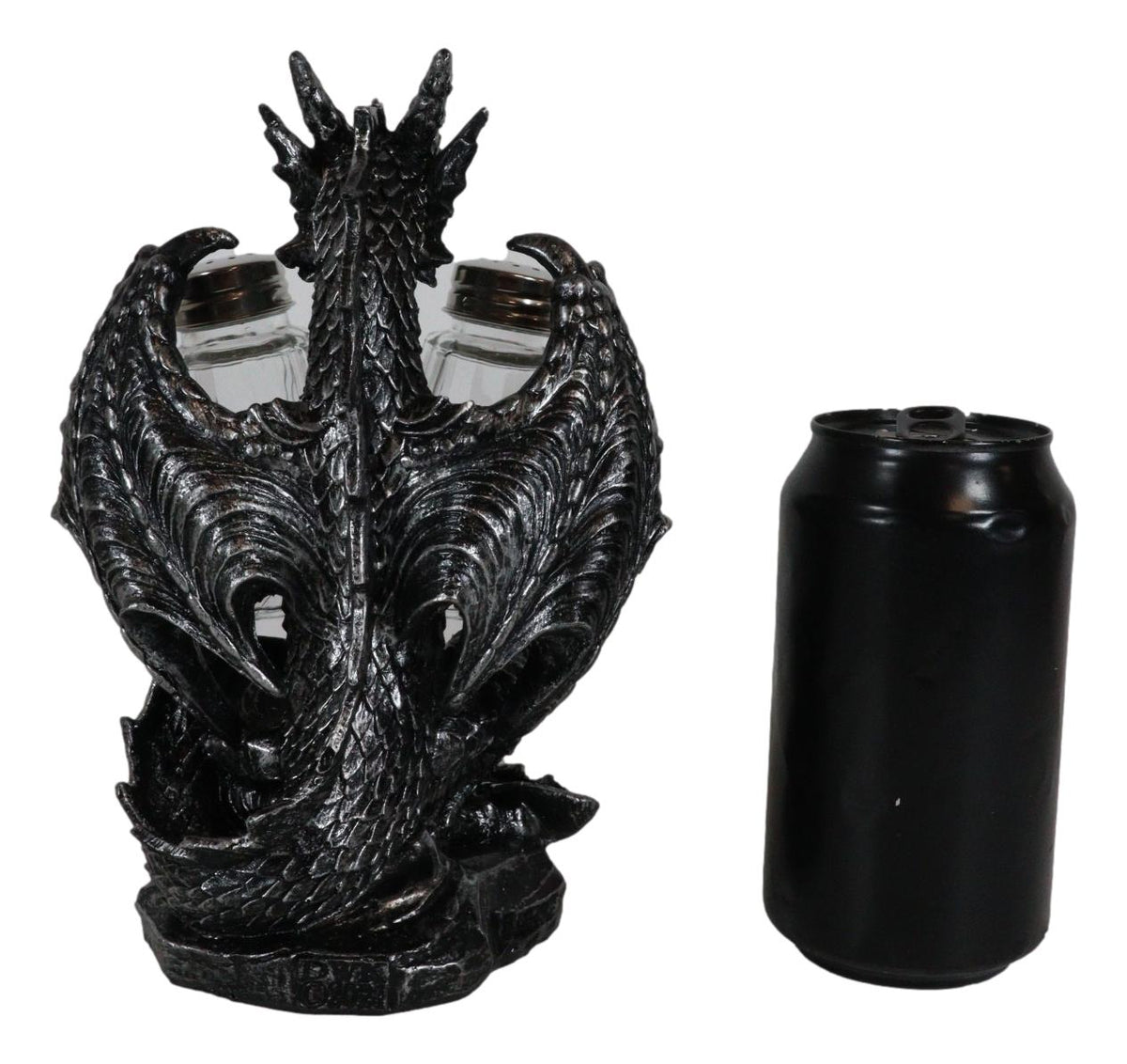 Blackened Spice Medieval Gothic Dragon Salt And Pepper Shakers Set Holder Statue