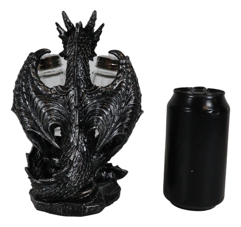 Blackened Spice Medieval Gothic Dragon Salt And Pepper Shakers Set Holder Statue