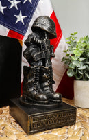 Ebros Patriotic Fallen Soldier Memorial Statue Rifle Helmet Boots And Dog Tag
