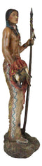Large Native American Indian Eagle Warrior Chief With Spear And Shield Figurine