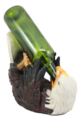 American Pride Patriotic Drinking Bald Eagle Wine Bottle Holder Figurine 11.25"L