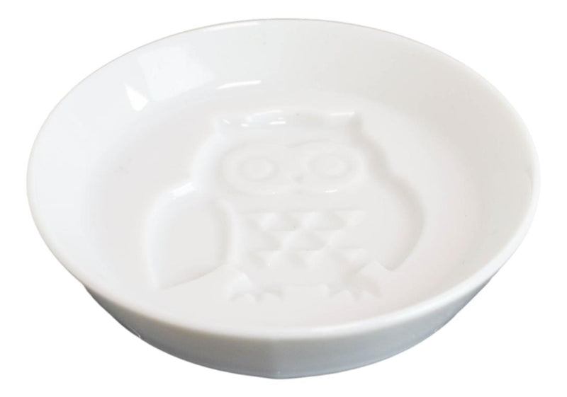 Set Of 6 Japanese White Porcelain Owl Small Dipping Sauce Condiment Dishes Bowls