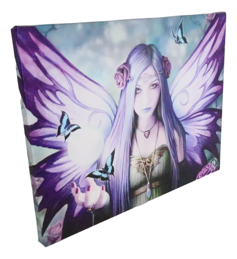 Ebros Anne Stokes Mystic Aura Butterfly Fairy Wood Framed Picture Canvas Wall Decor