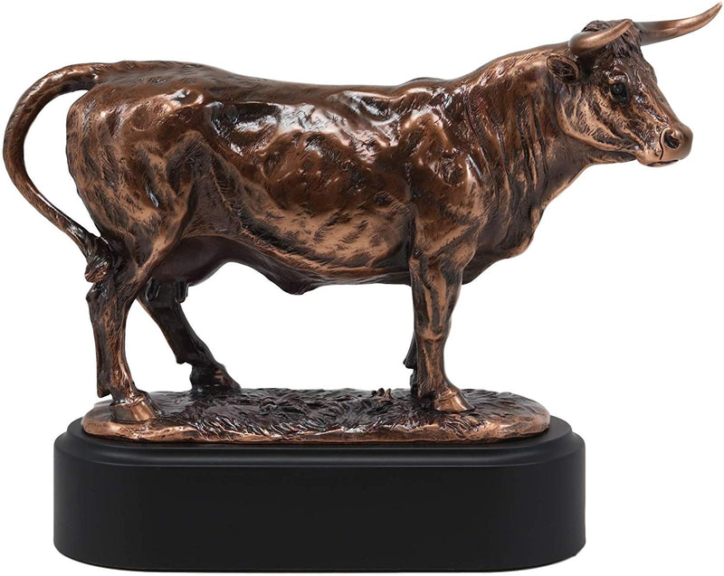 Ebros 9.5" L France Charolais Cattle Cow Bronze Electroplated Figurine with Base