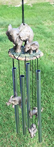 Ebros Gift Pachyderm Elephant Family Striding The Plains Resonant Relaxing Wind Chime Patio Garden Decor Decorative Figurine Noisemaker Elephants Baby Calf Safari Grasslands