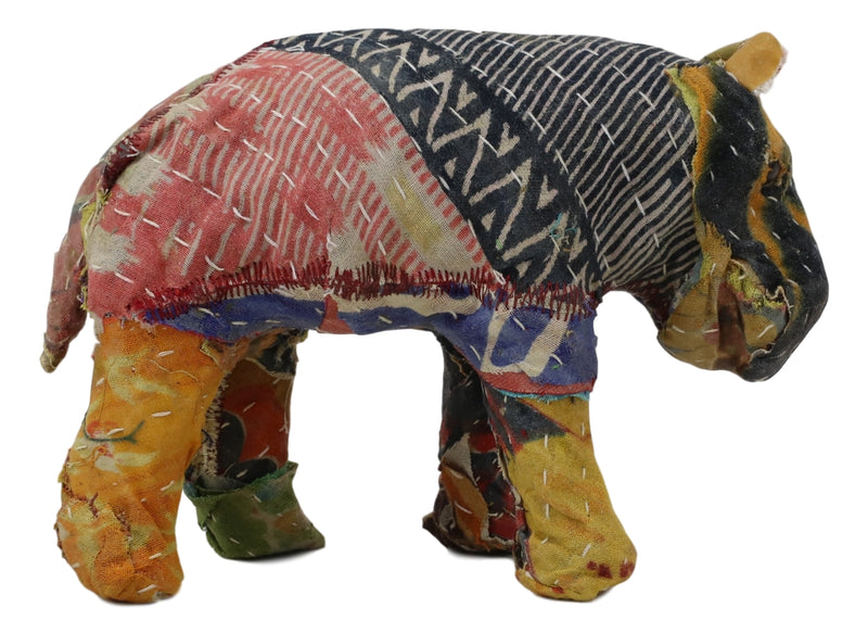 River Hippopotamus Hand Crafted Paper Mache In Colorful Sari Fabric Figurine