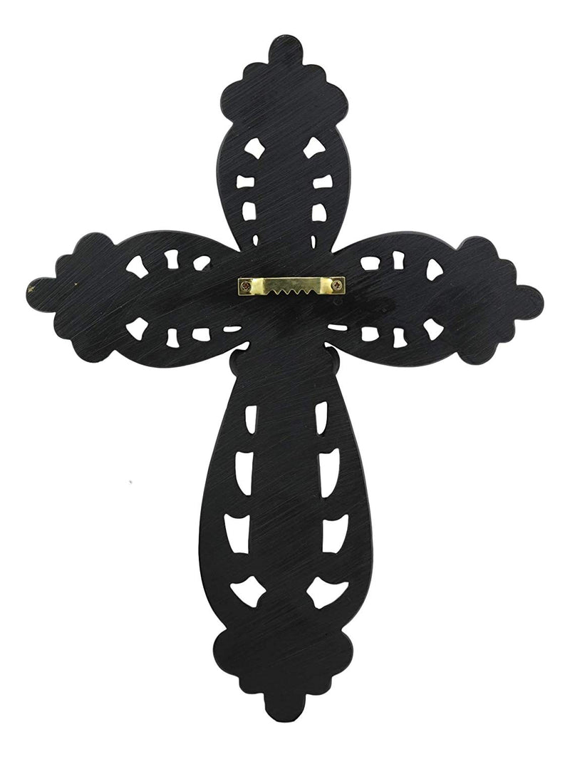 Ebros Gift Rustic Western Ornate Fleur De Lis Golden Tooled Wall Cross Decor Plaque Vintage Design Hanging Sculpture 12" High (Golden Fleur De Lis)