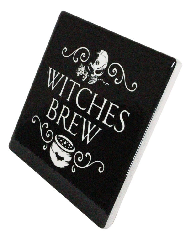 Ebros Occult Witches Brew Rose Skull Cauldron Cork Backed Ceramic Coasters Set of 4