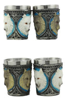 Mythical Fantasy Albino And Gray Wolf Shot Glasses 2-Ounce Set Of 4 Novelties