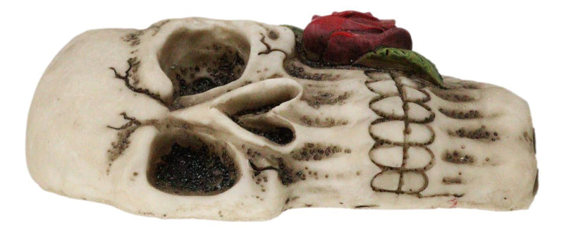 Ghastly Romantic Red Rose Skull Cigaretter Ashtray Resin Skeleton