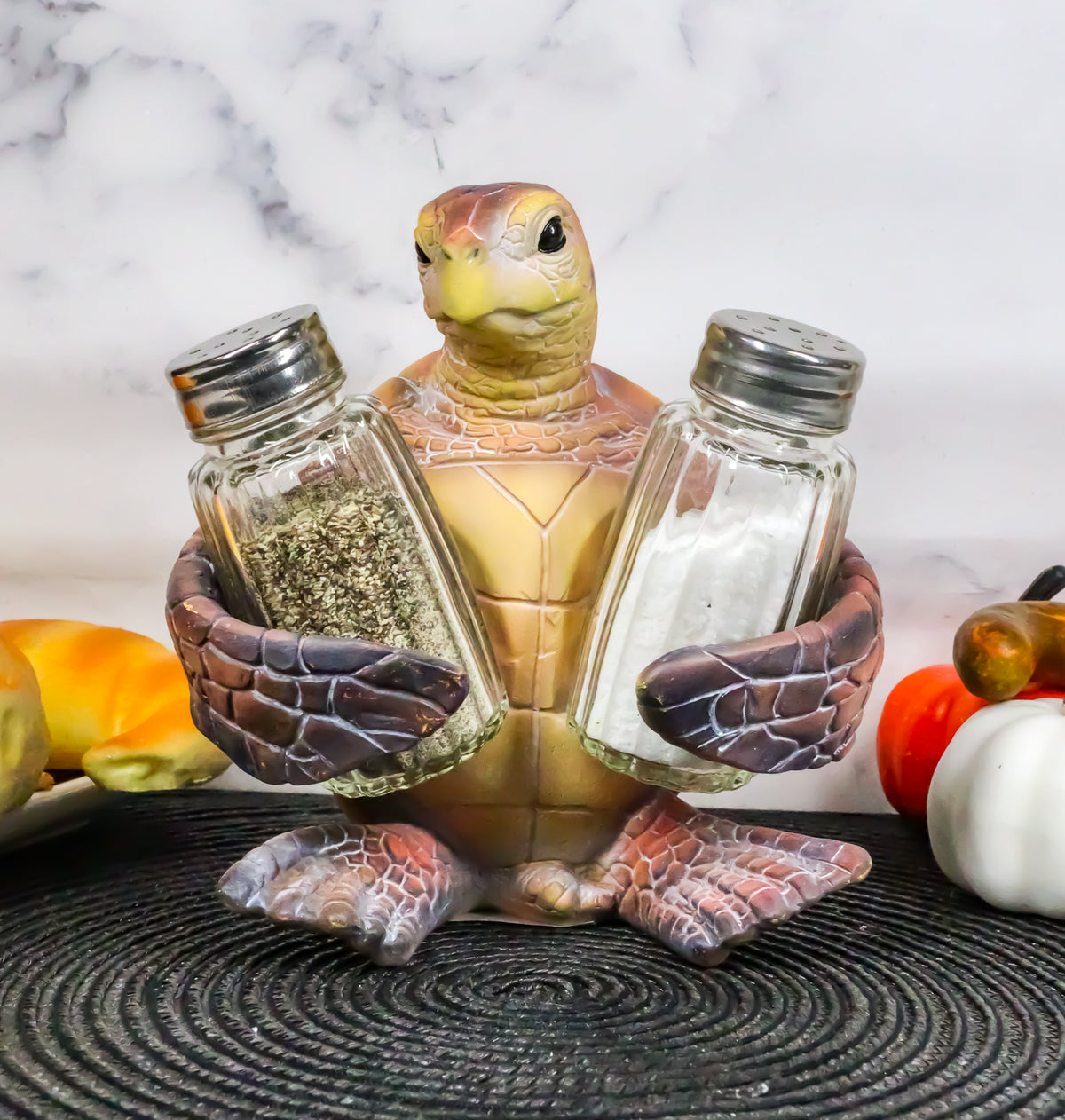 Slowly Seasoned Nautical Ocean Sea Turtle Salt Pepper Shakers Holder Figurine - Ebros Gift