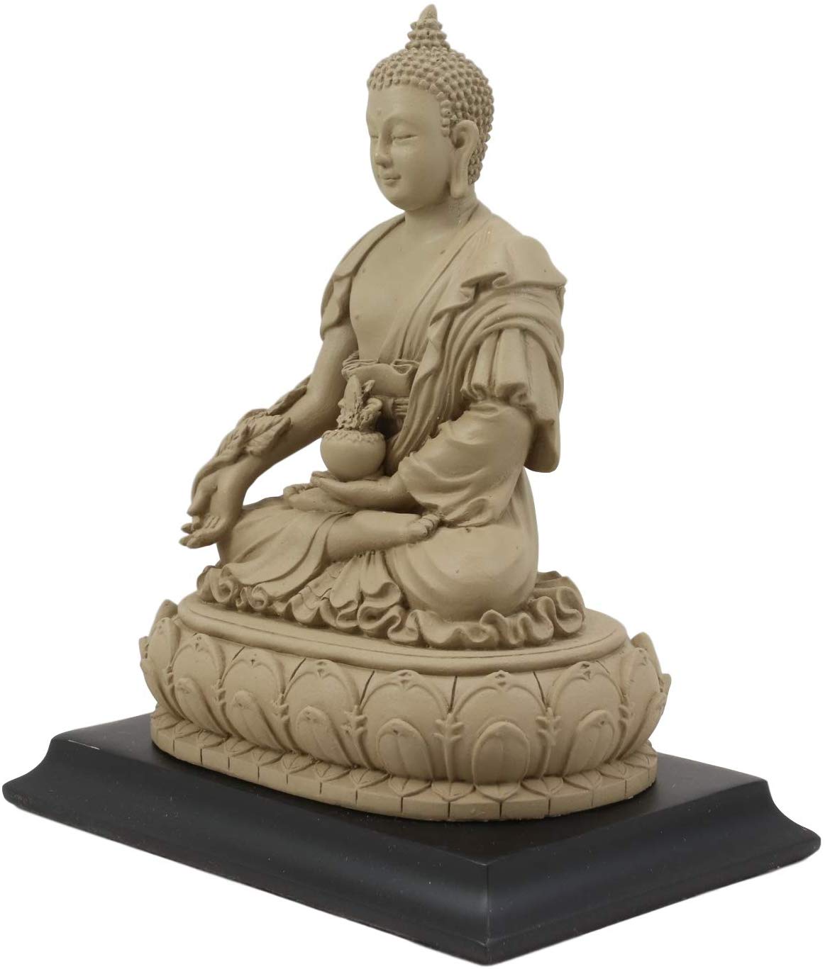 Ebros Akshobhya Bhaiṣajyaguru Medicine Buddha Figurine in Ivory Clay Finish 6.5"