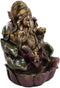 Ebros Hindu Lord Ganesha On Lotus Backflow Cone Incense Burner Statue 6" Tall