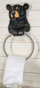 Rustic Cabin Vanity Bathroom Bear Hand Towel Ring Holder Figurine Powder Room