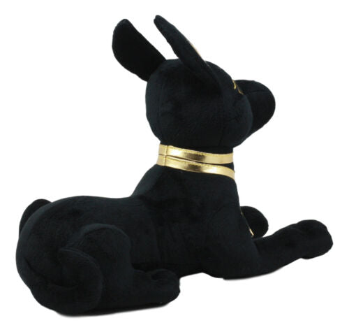 Larger Black & Gold Egyptian God Of Afterlife Sitting Anubis Dog Plush Toy
