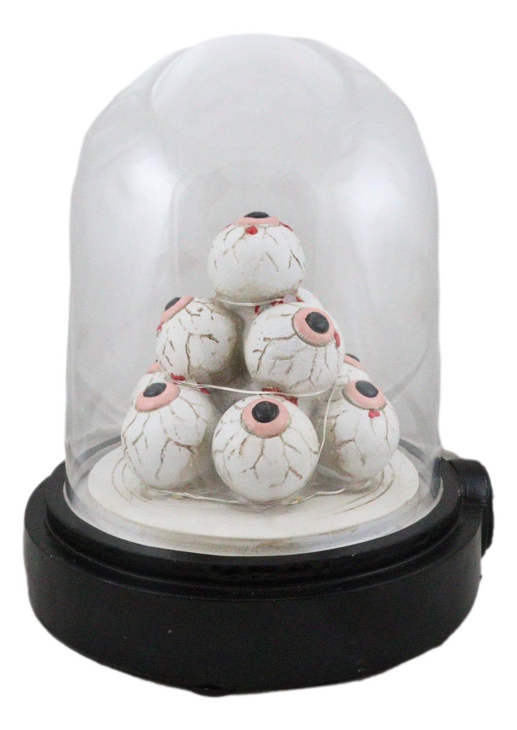 Occult Wicca Witchcraft Eyeballs Mound of Eyes In LED Light Cloche Glass Dome