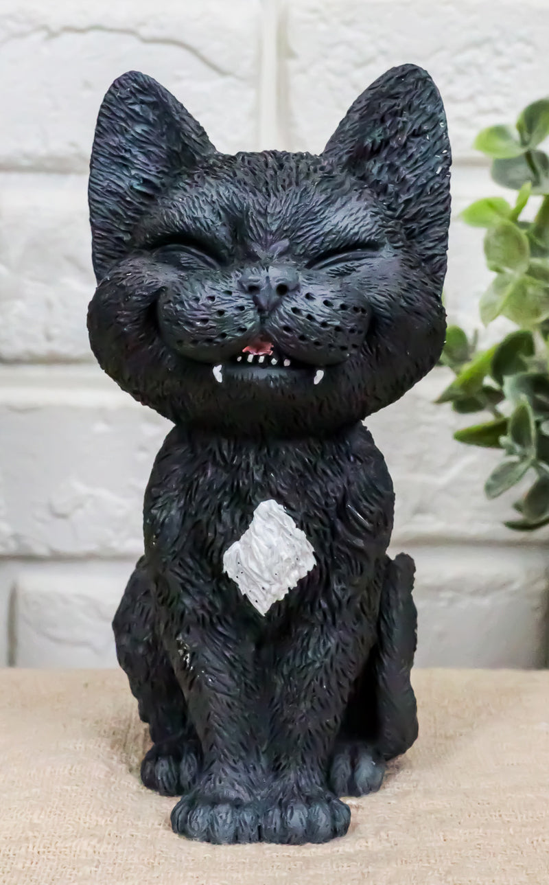 Ebros Sinister TeeHee Pets Grinning Black Cat Figurine 4"Tall Wild Kitten Statue