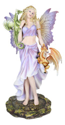 Khaleesi Mother of Dragons Purple Fairy with Green and Red Dragonlings Figurine