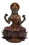 Ebros Hindu Goddess Of Prosperity Lakshmi Seated On Lotus Flower Throne Statue 6.25"H